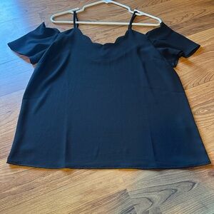 Monteau Black Scalloped Blouse